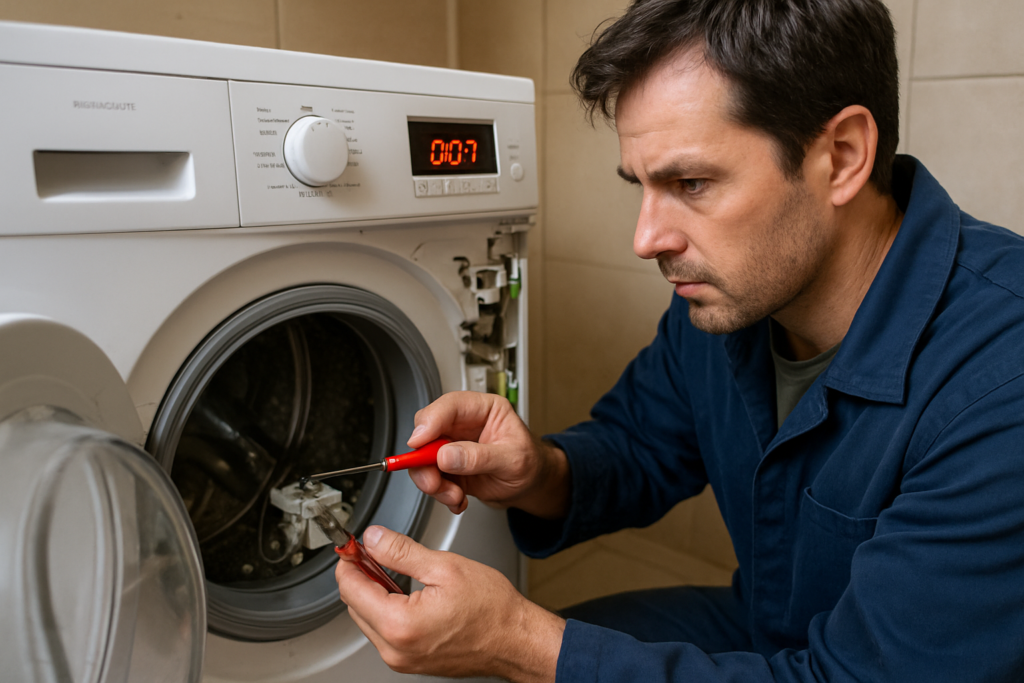 Erreur D07 lave-linge Brandt : diagnostic et réparation du verrouillage porte et moteur